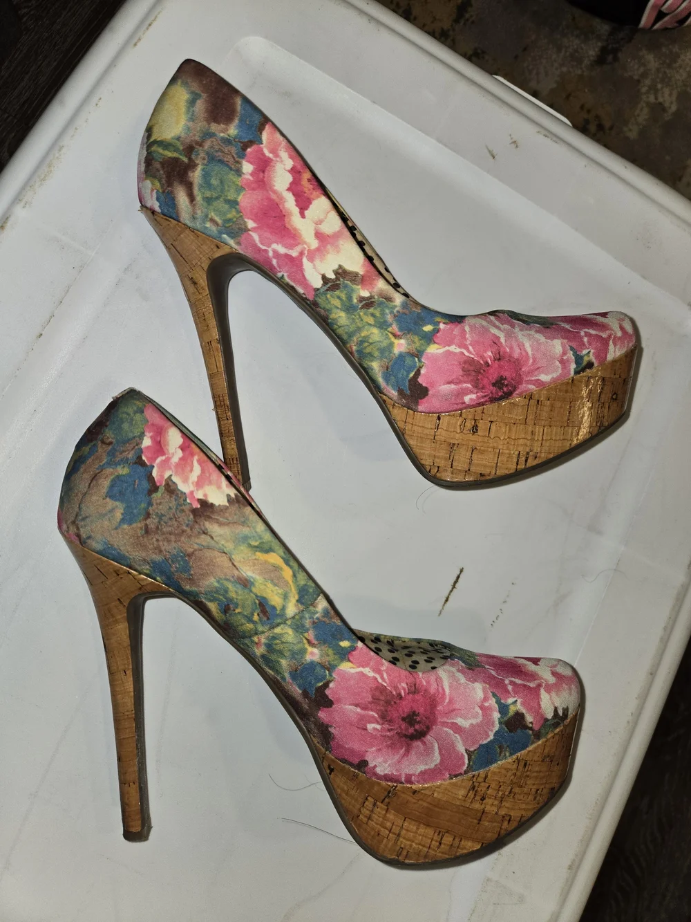 Jessica Simpson Floral Pink Blue Platform Pumps *SEXY*